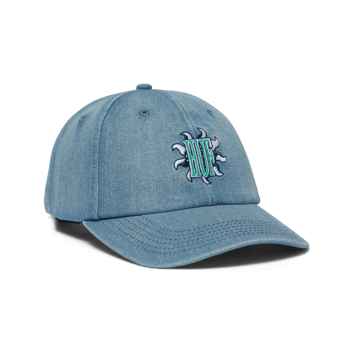 HUF Apollo Denim 6-Panel Curved Visor Hat - Light Blue