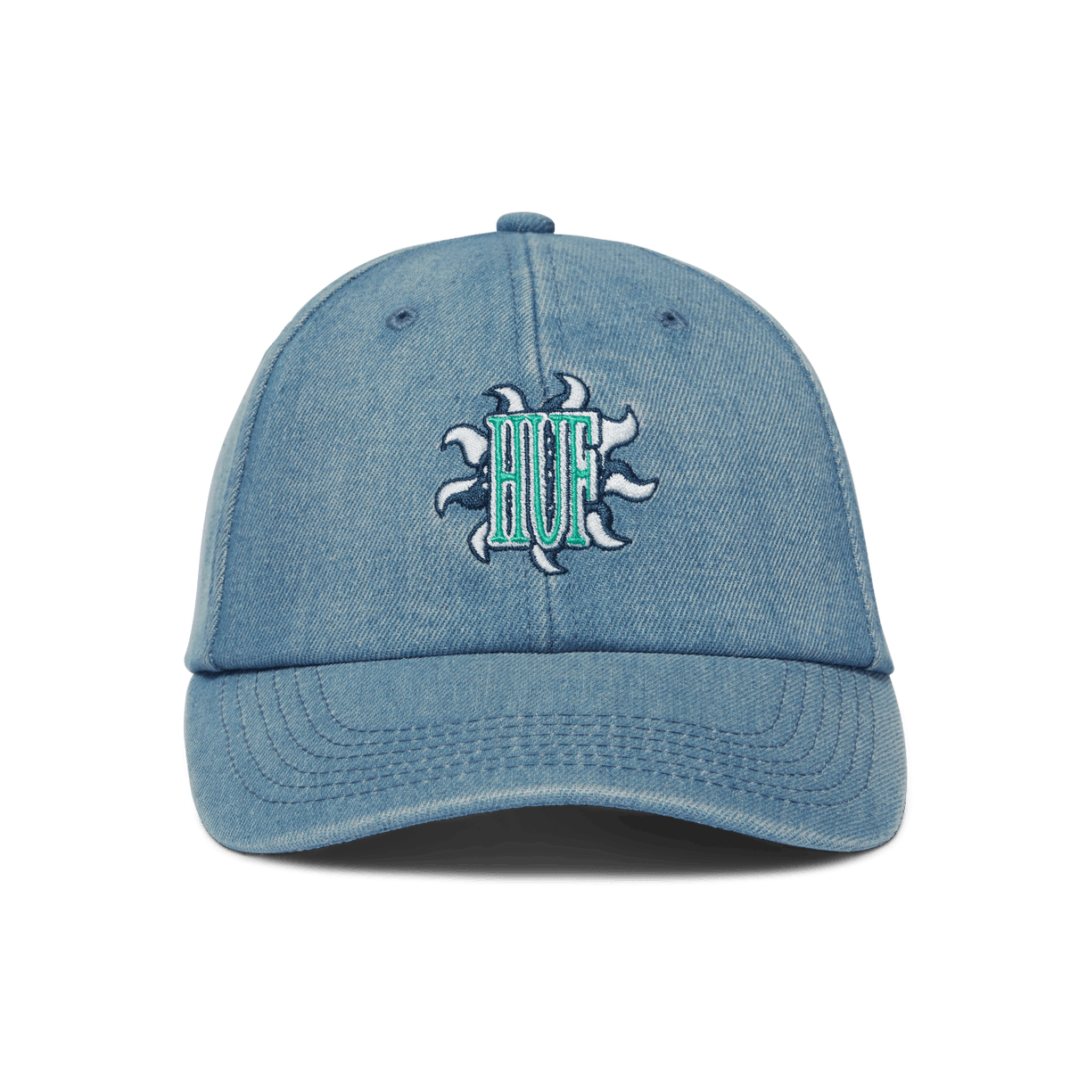 HUF Apollo Denim 6-Panel Curved Visor Hat - Light Blue