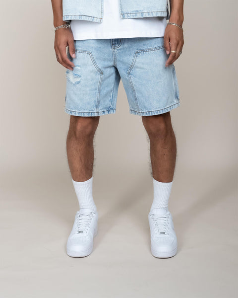 か二点MEDI DENIM LIKE SHORT PANTS 新品 EPTM Double Knee Denim Shorts - Light Indigo – Urbn Lot