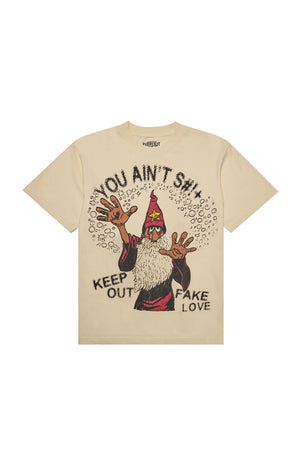 Keep Out Fake Love The Wiz Tee - White Cap Off-White