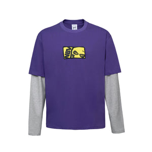 No Bad Vibez Y2K LS Tee - Purple
