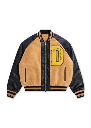 Diet Starts Monday Sherpa Varsity Jacket - Black/Yellow