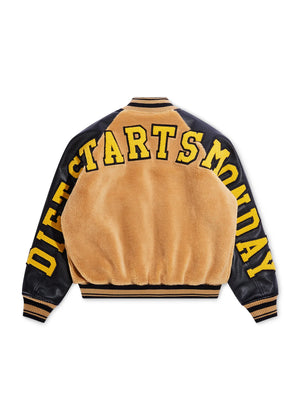 Diet Starts Monday Sherpa Varsity Jacket - Black/Yellow