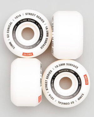 Globe G2 Conical Street Wheel – White/Essential 53mm