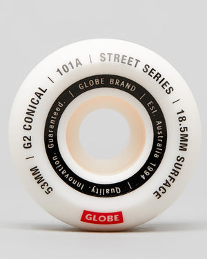 Globe G2 Conical Street Wheel – White/Essential 53mm