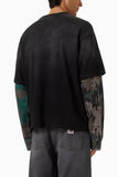 Market Camo Mix 2Fer LS Shirt - Black-Camo