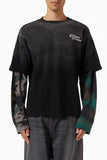 Market Camo Mix 2Fer LS Shirt - Black-Camo