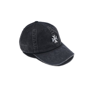 Deva States Cross Distressed Strapback Cap - Washed Black