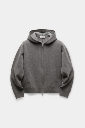 Coor Double Face Wool Blend Hoodie Zip-Up – Melange Charcoal