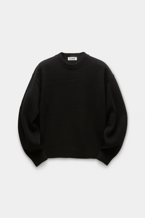 Coor Wool Cropped Crewneck Sweater – Black