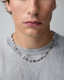 TwoJeys Black Enameled Stars Necklace - Silver