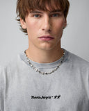 TwoJeys Black Enameled Stars Necklace - Silver