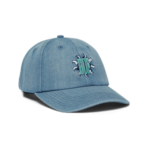 HUF Apollo Denim 6-Panel Curved Visor Hat - Light Blue