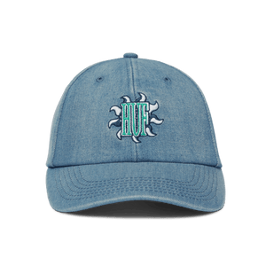 HUF Apollo Denim 6-Panel Curved Visor Hat - Light Blue