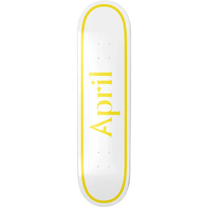 April Team OG Logo White/Yellow Skateboard Deck
