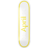 April Team OG Logo White/Yellow Skateboard Deck