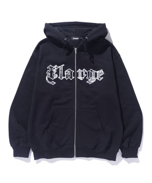 XLarge Patched Logo Zip up Hoodie Sweatshirt - Black