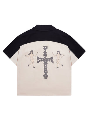 Diet Starts Monday Jim Button Up Shirt - Beige/Black