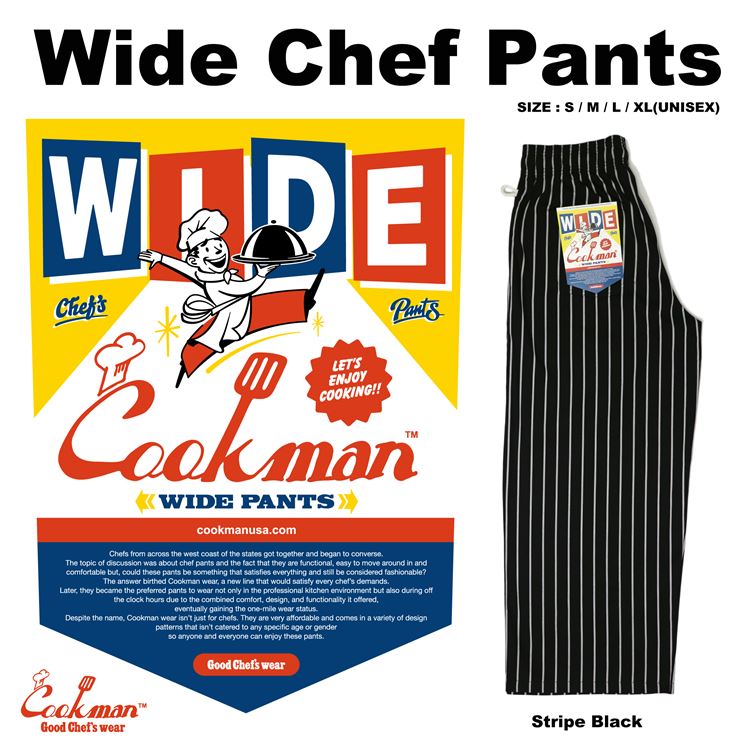 Cookman Wide Chef Pants - Stripe : Black