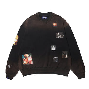 Deva States Recluse Distressed Crewneck Sweater - Black