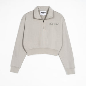 Feedz Life Feedz Club Women Cropped Zip  Sweatshirt - Ash