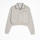 Feedz Life Feedz Club Women Cropped Zip  Sweatshirt - Ash