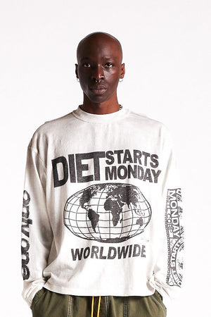 Diet Starts Monday Worldwide Long Sleeve Tee – Antique White