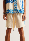 Diet Starts Monday Strokes Linen Short - Cream/Blue