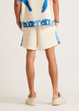 Diet Starts Monday Strokes Linen Short - Cream/Blue