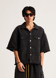 Diet Starts Monday Canvas Short Sleeve Trucker Jacket - Black