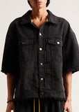 Diet Starts Monday Canvas Short Sleeve Trucker Jacket - Black