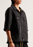 Diet Starts Monday Canvas Short Sleeve Trucker Jacket - Black