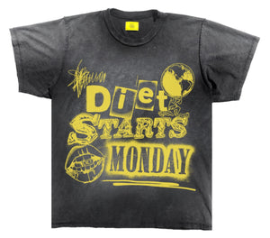 Diet Starts Monday Spray Paint Tee - Black/Yellow