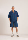 Diet Starts Monday Dropoff Button Up Shirt - Indigo/Red