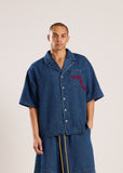 Diet Starts Monday Dropoff Button Up Shirt - Indigo/Red