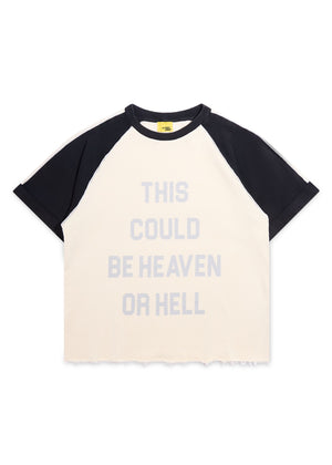 Diet Starts Monday Heaven Or Hell Raglan Tee - Cream/Vintage Black