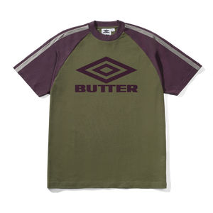 Butter Goods X Umbro Diamond Logo Raglan Tee - Army/Eggplant
