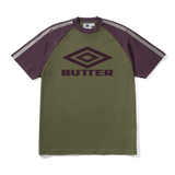 Butter Goods X Umbro Diamond Logo Raglan Tee - Army/Eggplant
