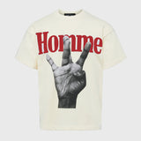 Homme+Femme Twisted Fingers Tee – Cream with Red