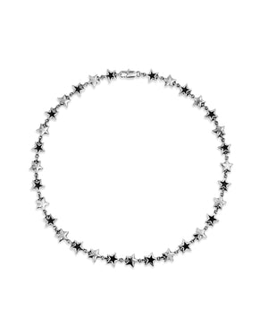 TwoJeys Black Enameled Stars Necklace - Silver