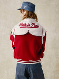 Walk In Paris Postman Varsity Jacket - Red