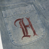 Honor The Gift C-Fall Wide Leg Stamped Denim Pant - Light Indigo