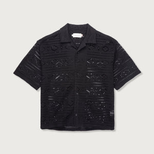 Honor The Gift Pointelle Crochet Camp Collar - Black