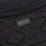 Honor The Gift Pointelle Crochet Camp Collar - Black