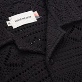 Honor The Gift Pointelle Crochet Camp Collar - Black