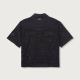 Honor The Gift Pointelle Crochet Camp Collar - Black