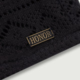Honor The Gift Pointelle Crochet Drawcord 7" Short - Black