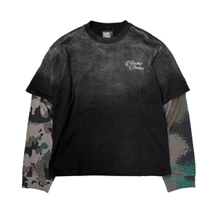 Market Camo Mix 2Fer LS Shirt - Black-Camo