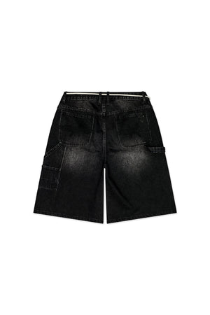 Keep Out Fake Love Casual Friday Oversized Jorts - Black Wash