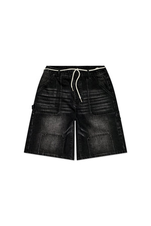 Keep Out Fake Love Casual Friday Oversized Jorts - Black Wash